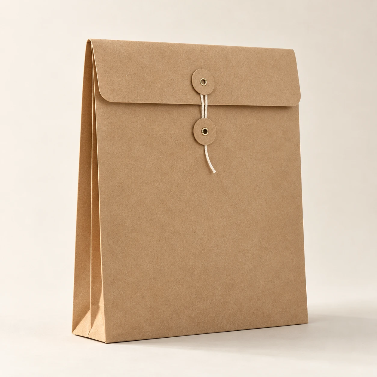 Index A4 Gusset File, Natural Kraft, Cotton string and paper buttons