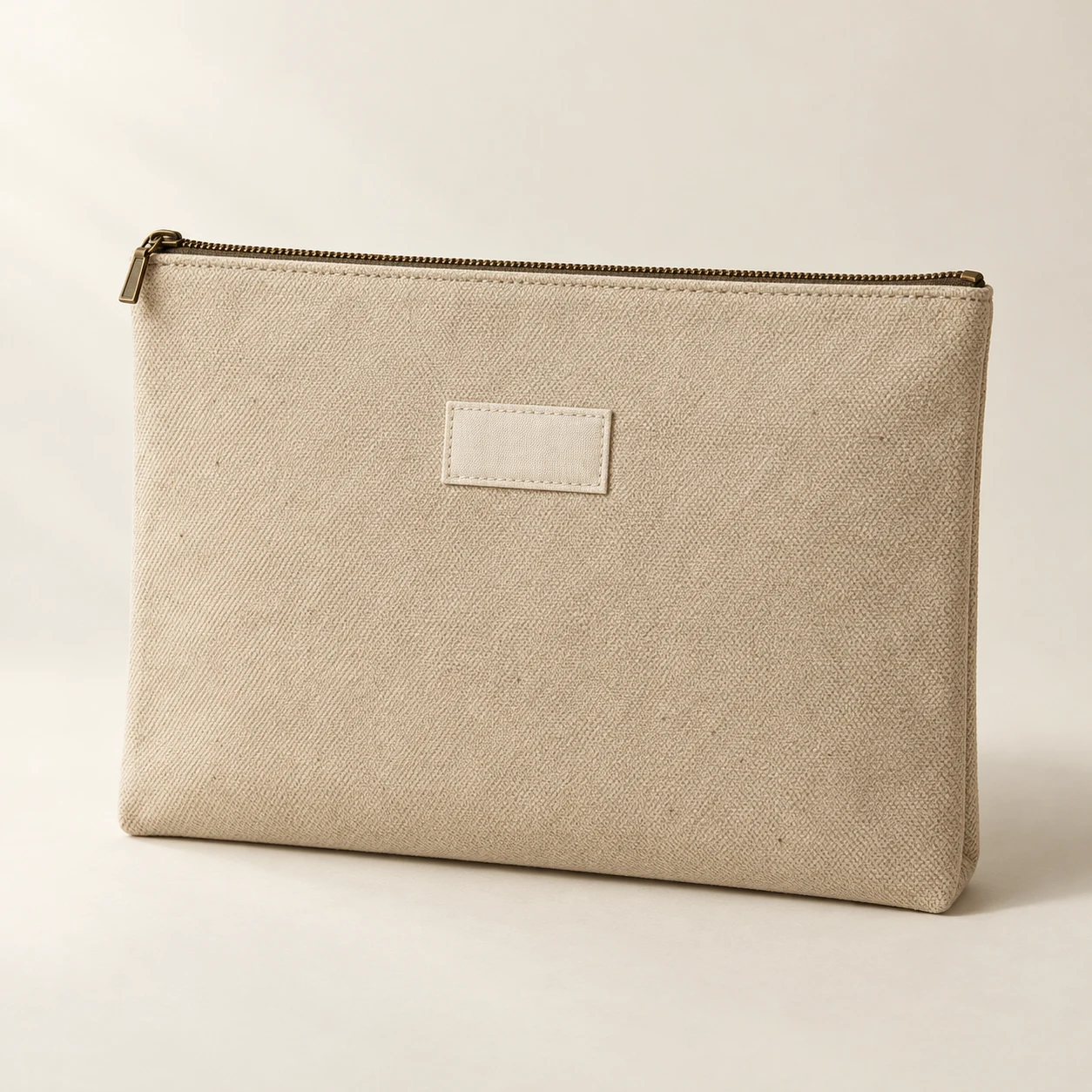 Field A4 Document Pouch, Sand, Metal zipper
